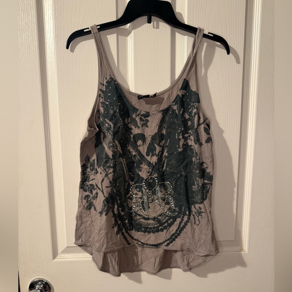 Rock & Republic Embellished Tank Top - Black and Gray